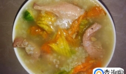南瓜花瘦肉滚粥的做法