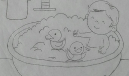如何画洗澡的小男孩的简笔画