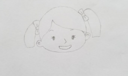简笔画：扎马尾辫的小女孩