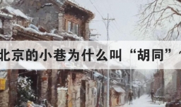 北京的小巷为什么叫胡同