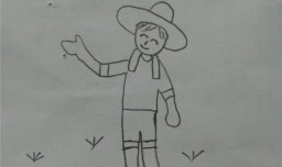 简笔画之如何画带草帽的农民