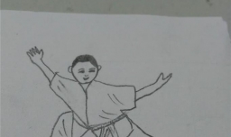 儿童简笔画之练习武术的小孩