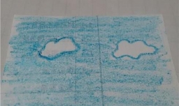 蜡笔画蓝天白云是怎么画的