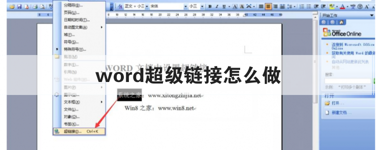 word超级链接怎么做
