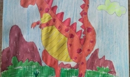 水彩笔画恐龙的画法