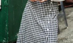 黑白格子半身裙搭配